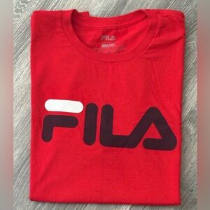 🔥 FILA Big Logo Graphic Tee — Red — Size L — EUC 🔥